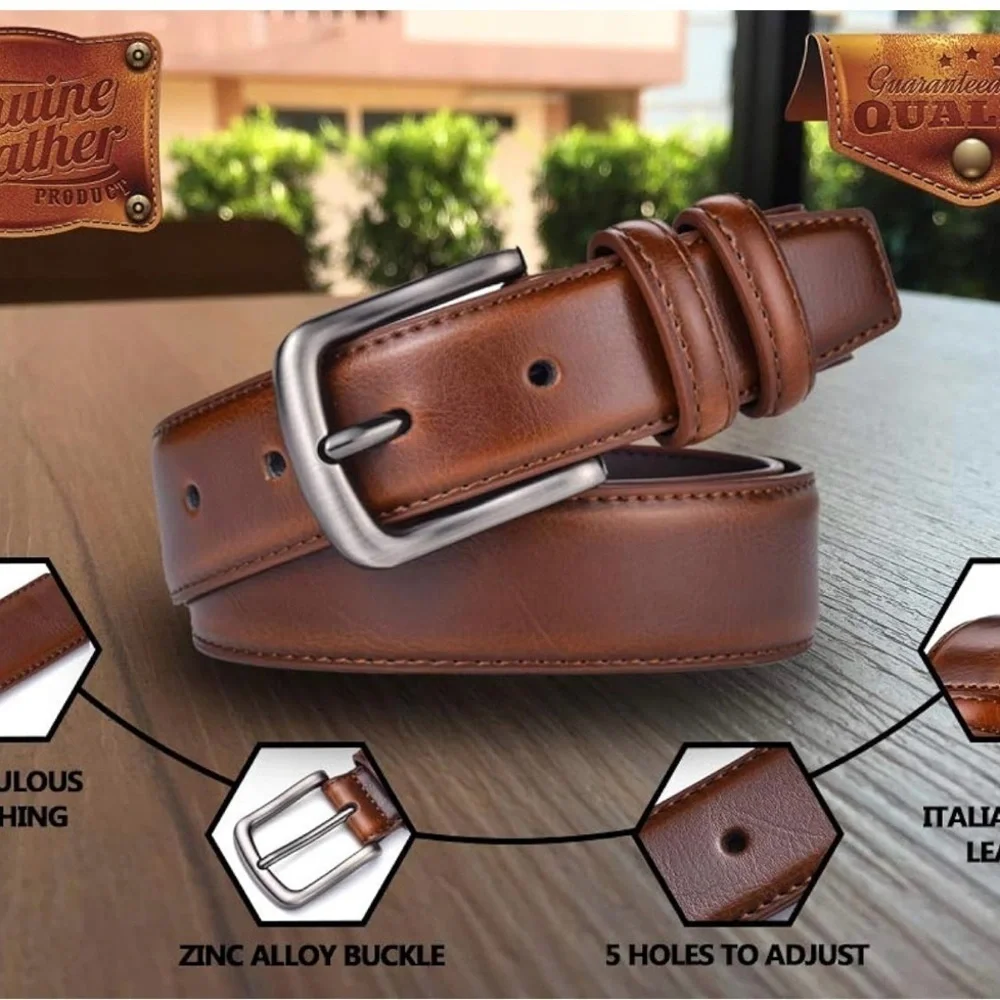 Mens Belt, Genuine Leather Dress Belt 1 1/4